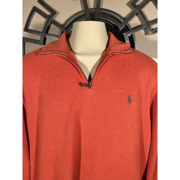 Polo Ralph Lauren Men's French Rib Quarter Zip Pullover‎ Sweatshirt XXL Orange - Picture 7 of 10